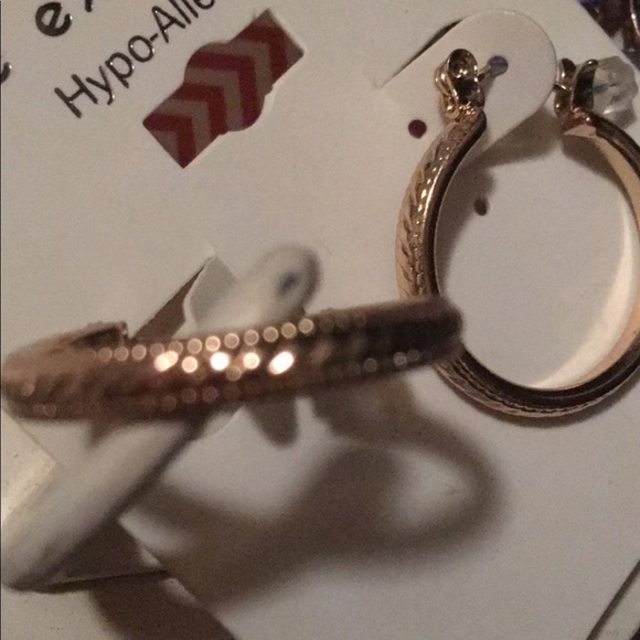 6 for 20 Pure Expressions Golden toned Hoops Etched For Extra Sparkle 1” - Picture 2 of 4